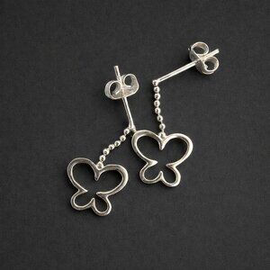 Vintage Sterling Butterfly Drop Earrings